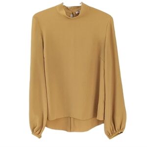 Aritzia Babaton Granados Blouse Long Balloon Sleeve mustard yellow Medium B5